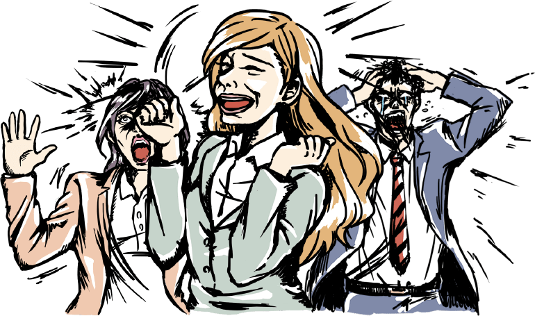 助けに喜ぶ人々